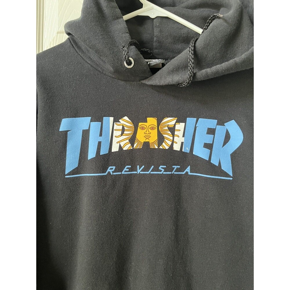 Thrasher Hoodie Sweatshirt Pullover Revista Argentina Black Size Small Skater - Picture 2 of 9